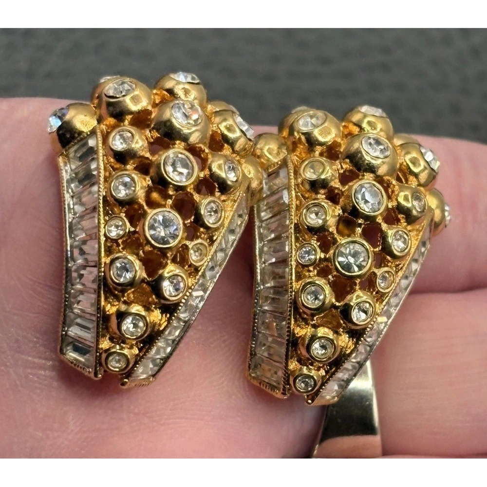 VTG Elizabeth Taylor For Avon Rhinestone Clip-On Earrings Crystal Evening Star